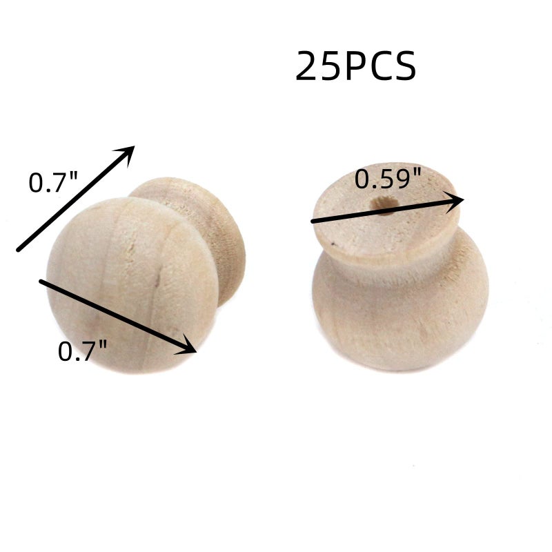 HNGSON Wooden Mini Pull Handles  Cabinet Knobs Unfinished Drawer Dresser Handle Pulls 18?18mm  Pack of 25 - Image 2